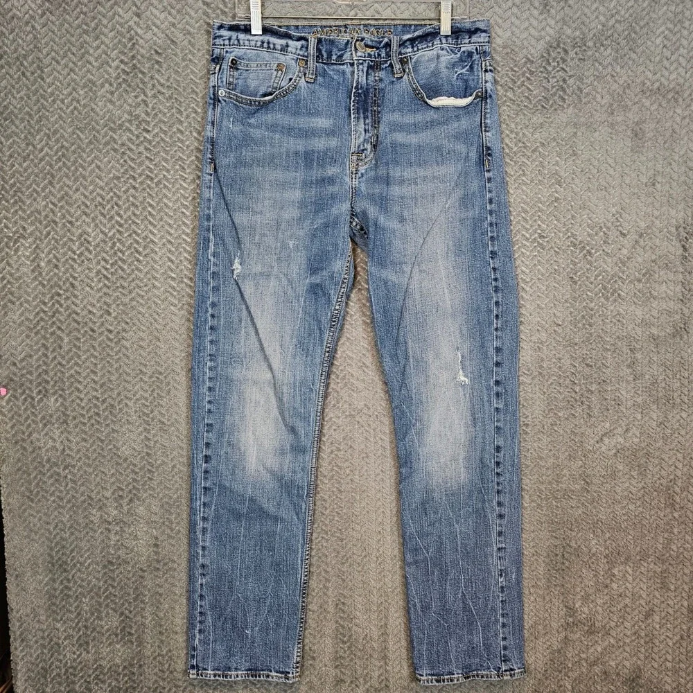 American Eagle Relaxed Straight Jeans Men 32x34 Blue Core Flex Medium Wash Denim
